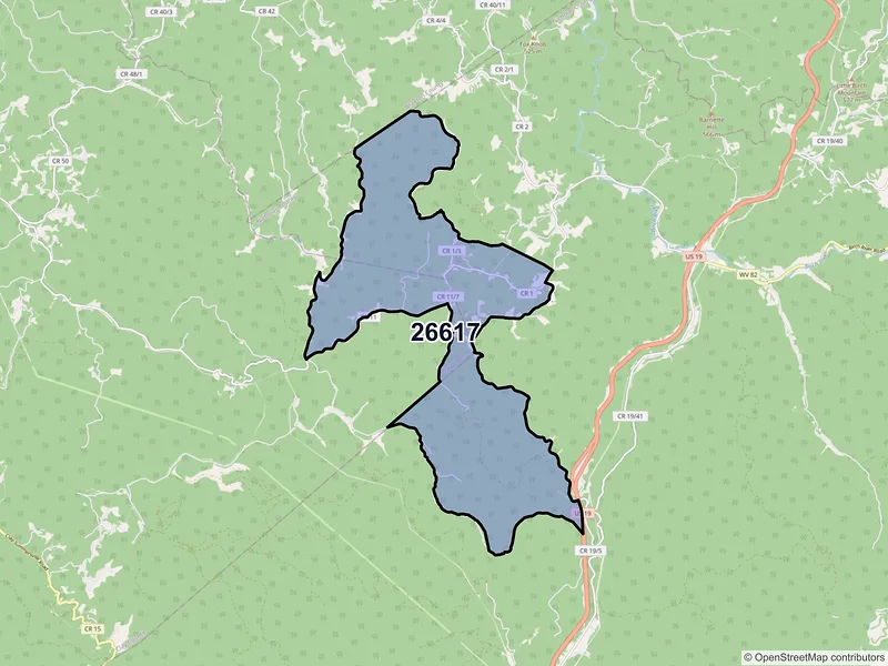 Map of ZIP Code 26617 — Dille, WV