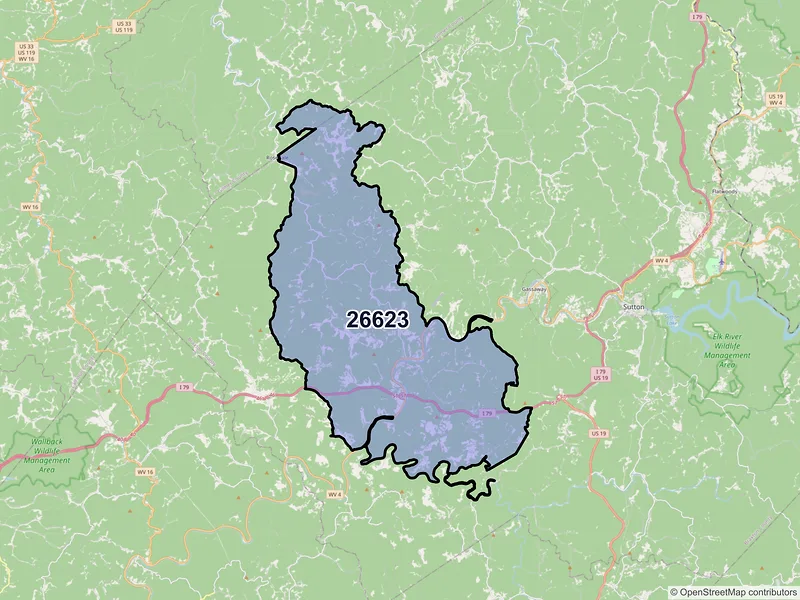 Map of Frametown, West Virginia and ZIP codes