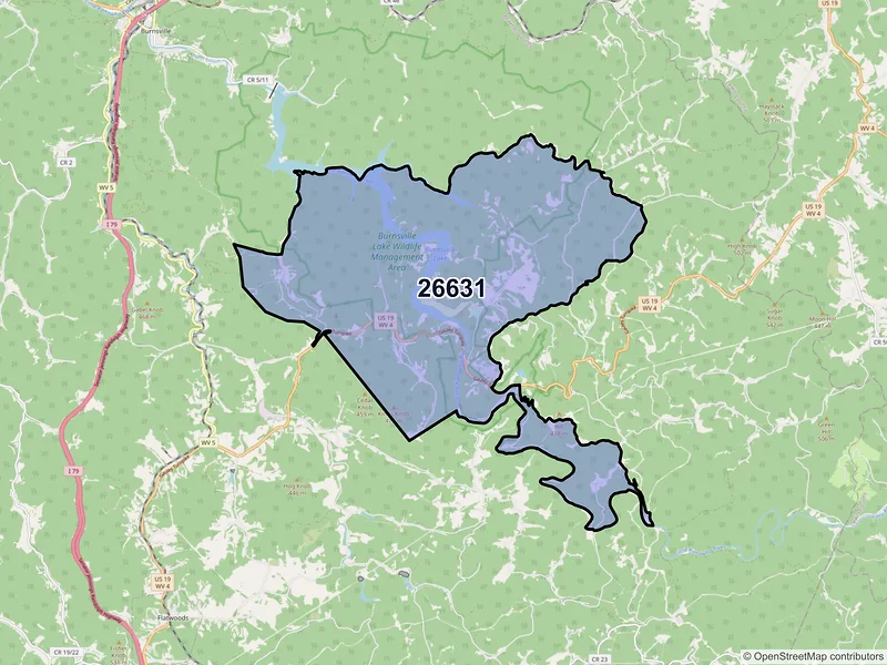 Map of ZIP Code 26631 — Napier, WV