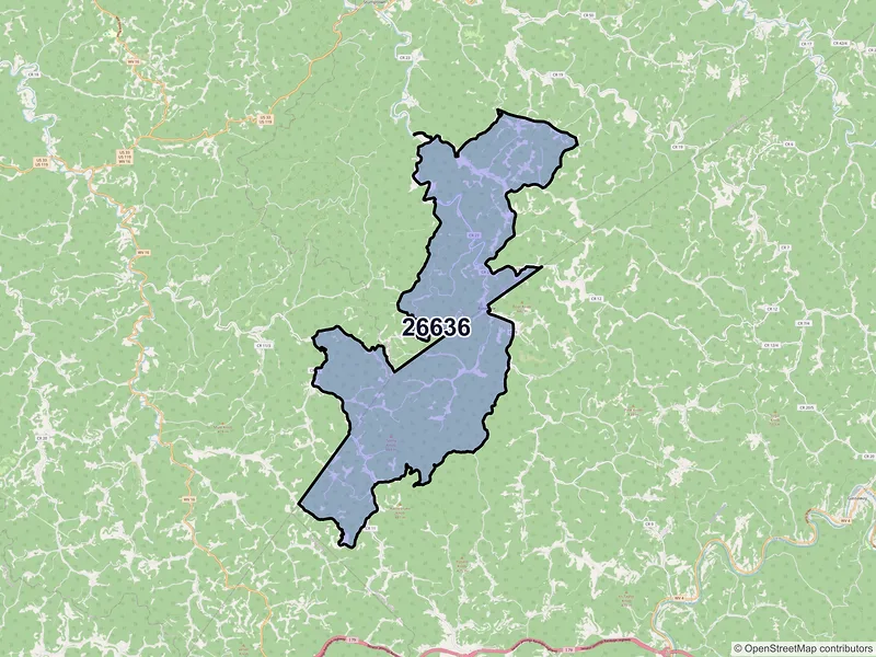 Map of Rosedale, West Virginia and ZIP codes
