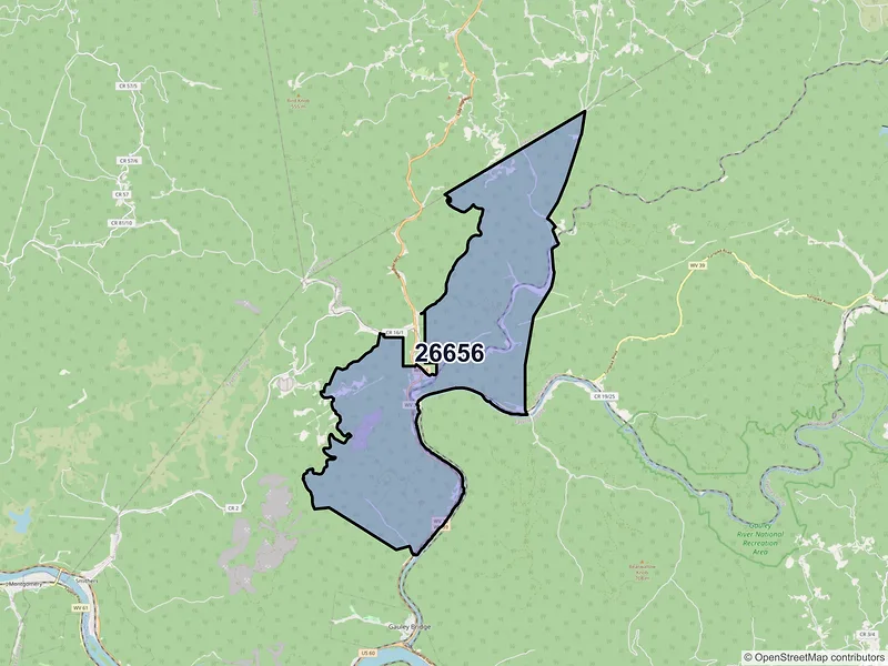 Map of ZIP Code 26656 — Belva, WV
