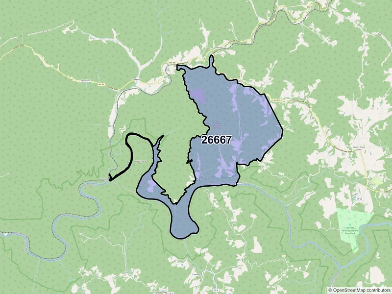 Map of Drennen, West Virginia and ZIP codes