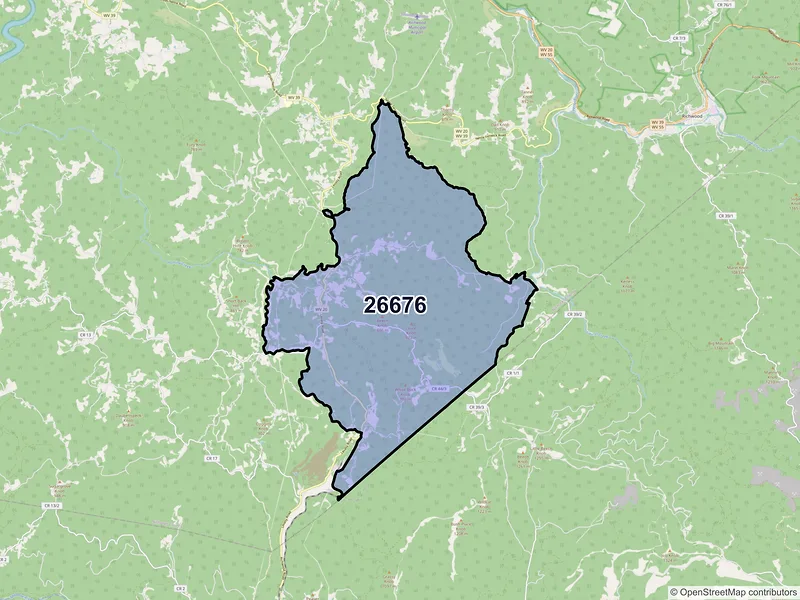 Map of ZIP Code 26676 — Leivasy, WV