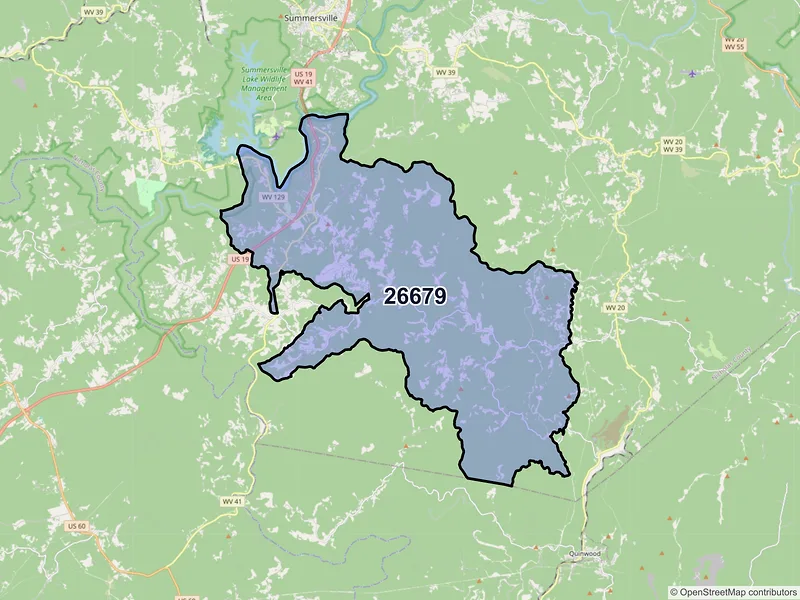 Map of Mount Nebo, West Virginia and ZIP codes