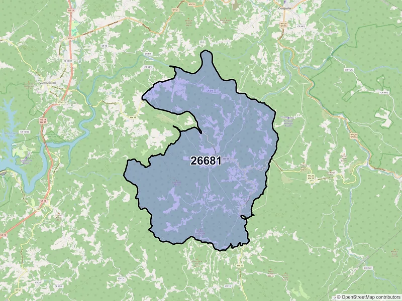 Map of Nettie, West Virginia and ZIP codes