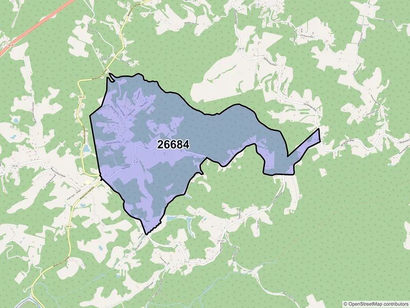 Map of ZIP Code 26684 — Pool, WV