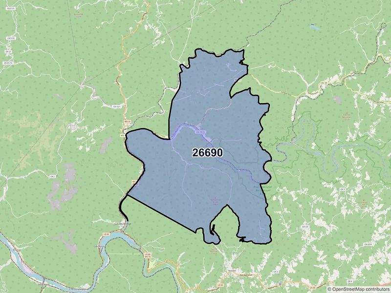 Map of Swiss, West Virginia and ZIP codes