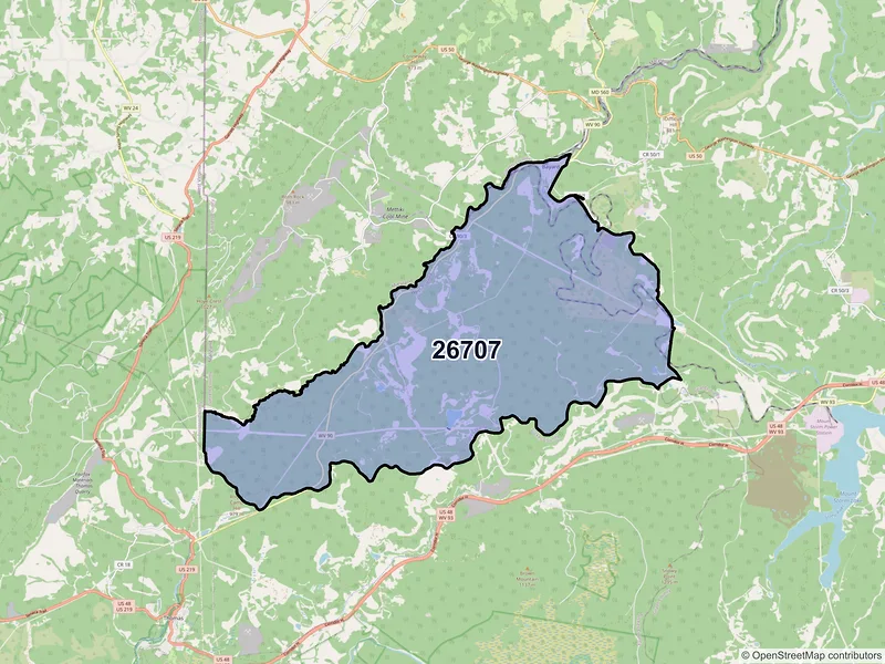 Map of Bayard, West Virginia and ZIP codes