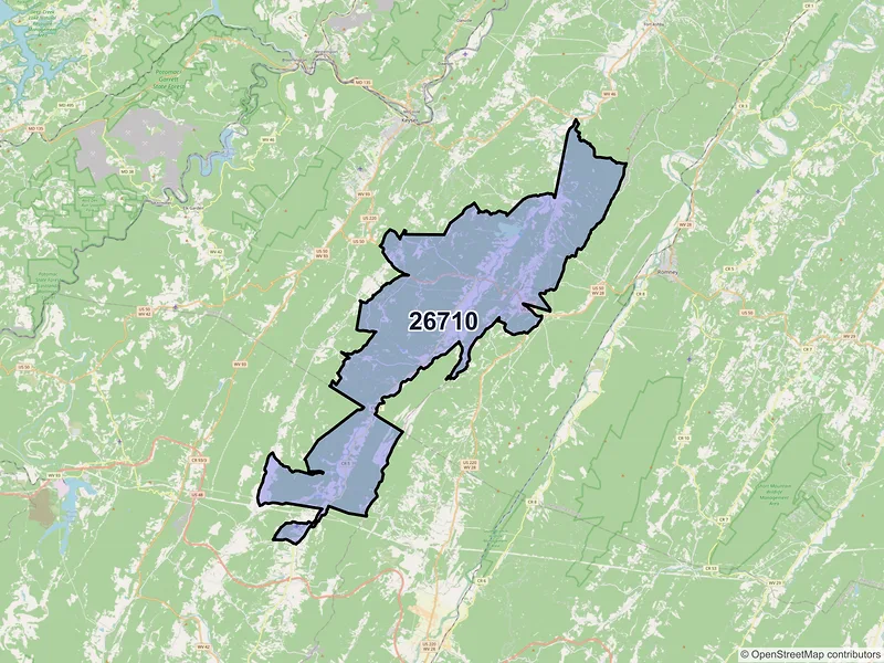 Map of Burlington, West Virginia and ZIP codes