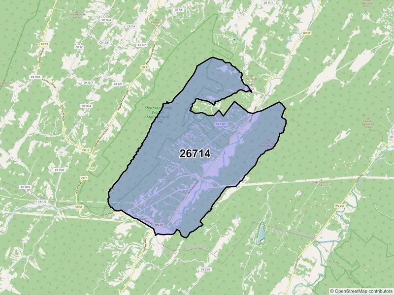Map of ZIP Code 26714 — Delray, WV