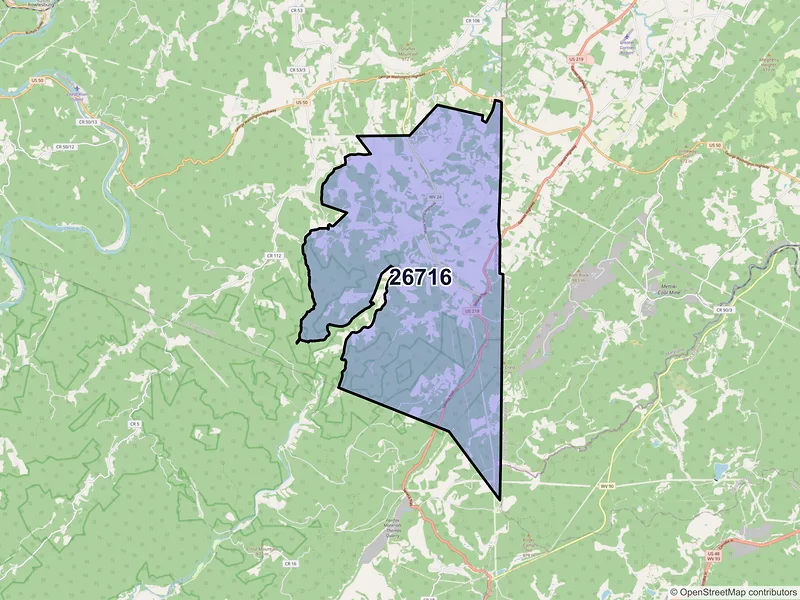 Map of Eglon, West Virginia and ZIP codes