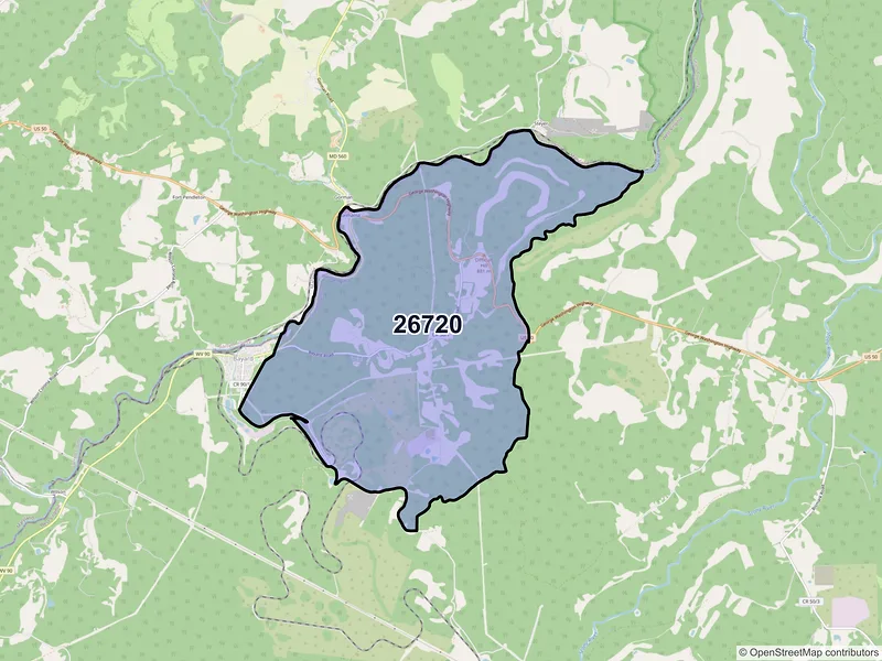 Map of Gormania, West Virginia and ZIP codes