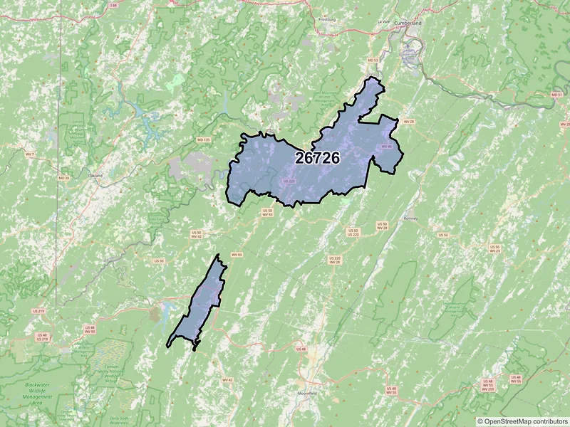 Map of ZIP Code 26726 — Keyser, WV