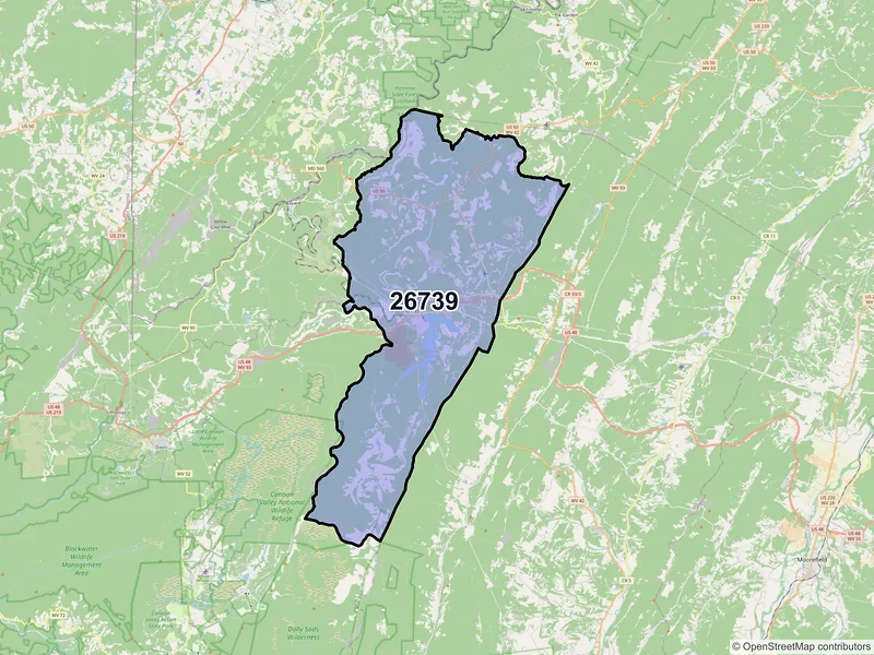 Map of ZIP Code 26739 — Mount Storm, WV