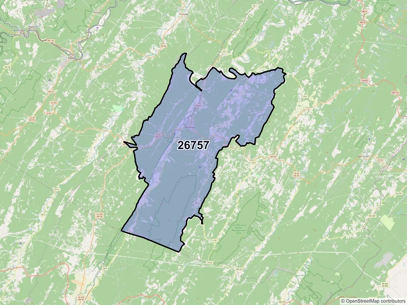 Map of ZIP Code 26757 — Romney, WV