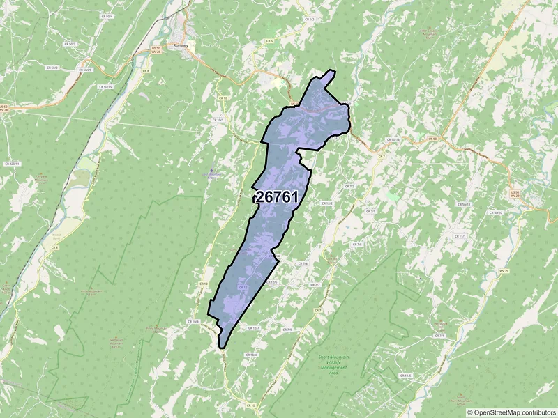 Map of ZIP Code 26761 — Shanks, WV