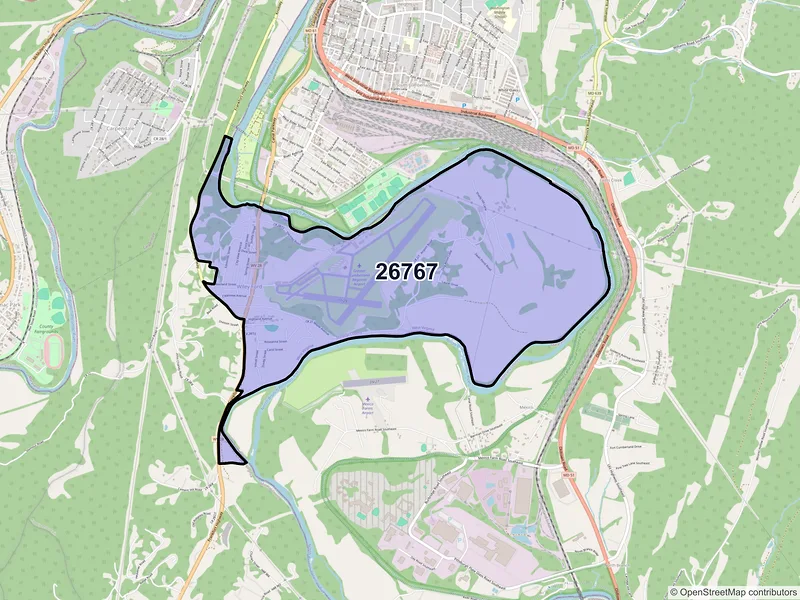 Map of ZIP Code 26767 — Wiley Ford, WV