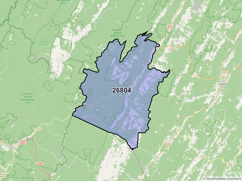 Map of Circleville, West Virginia and ZIP codes
