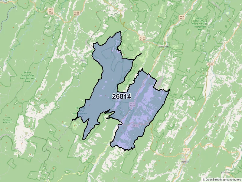 Map of ZIP Code 26814 — Riverton, WV