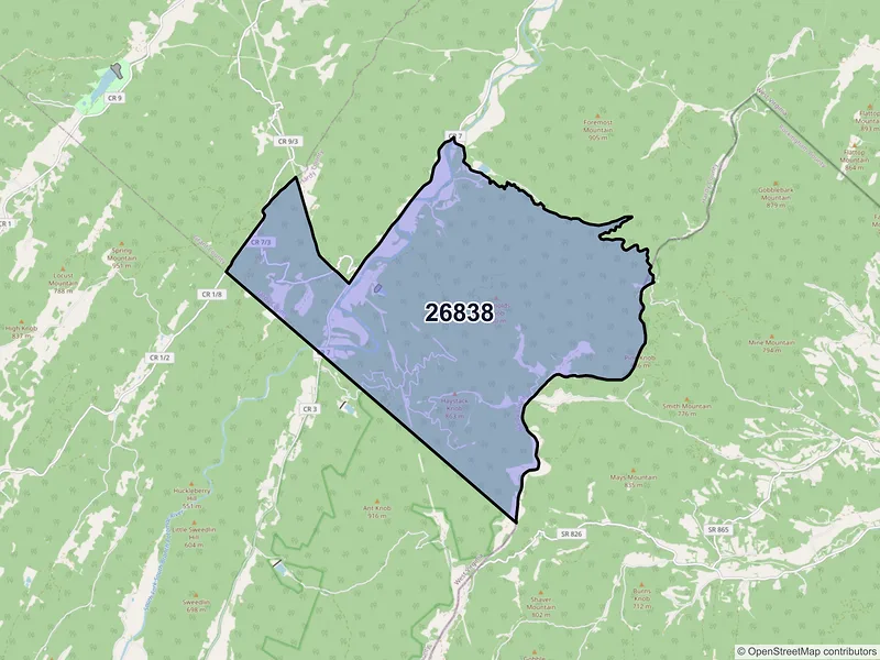 Map of Milam, West Virginia and ZIP codes