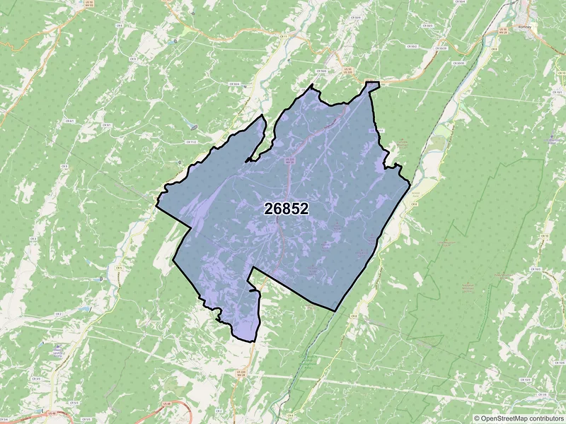 Map of ZIP Code 26852 — Purgitsville, WV