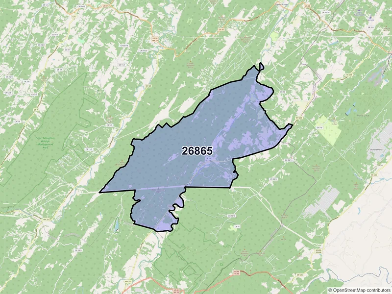 Map of ZIP Code 26865 — Yellow Spring, WV