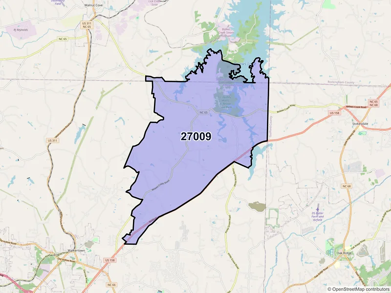 Map of ZIP Code 27009 — Belews Creek, NC