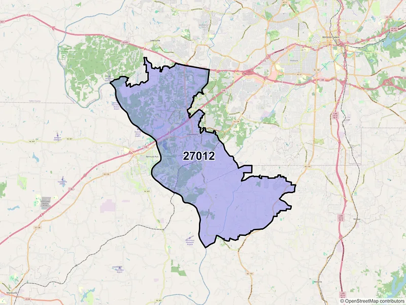 Map of ZIP Code 27012 — Clemmons, NC