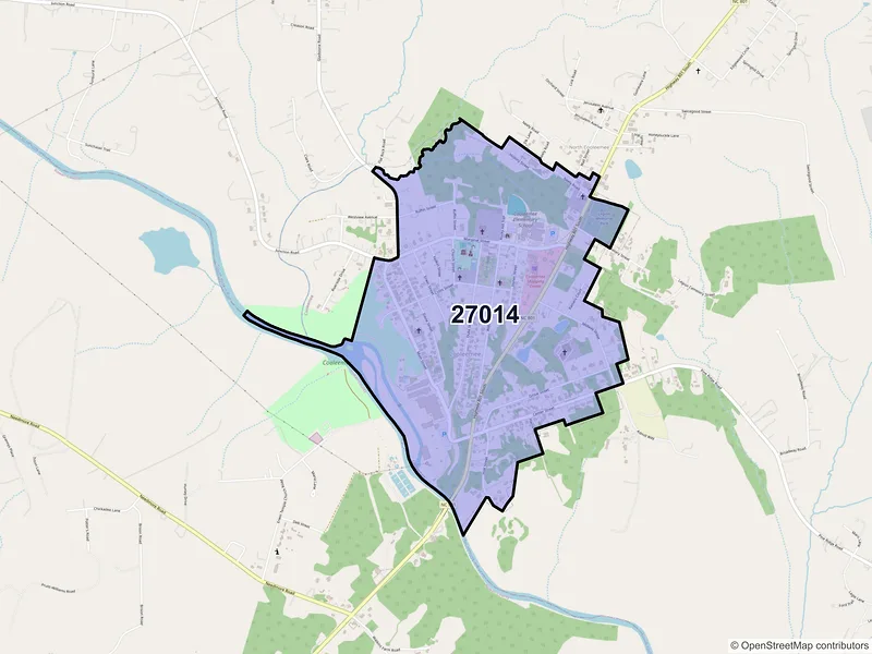 Map of Cooleemee, North Carolina and ZIP codes