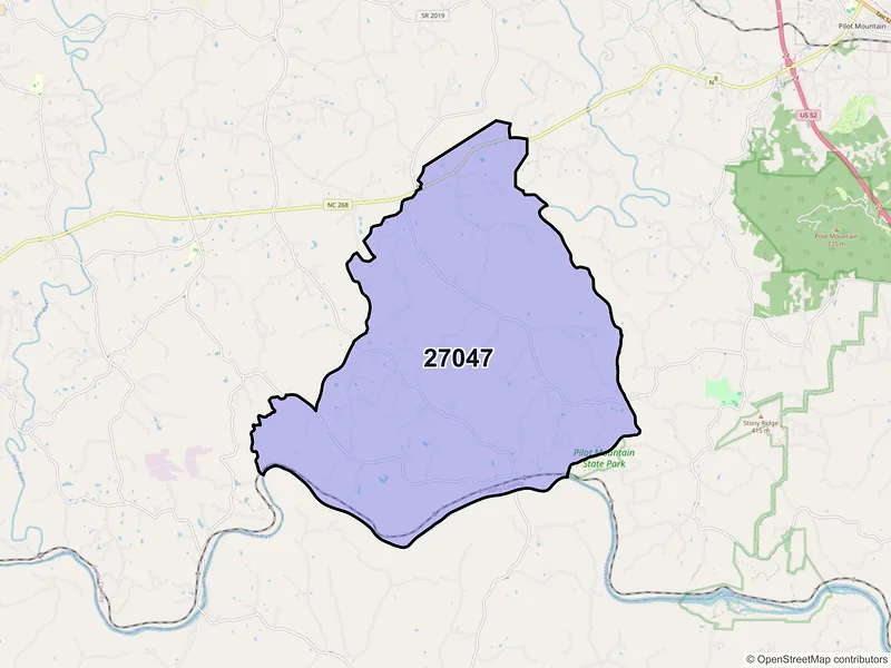 Map of ZIP Code 27047 — Siloam, NC