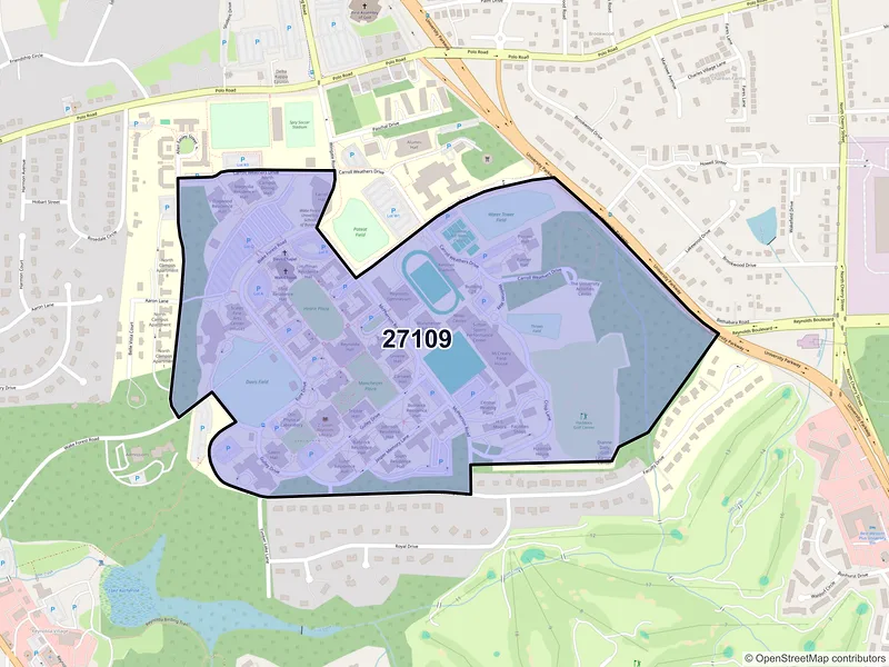 Map of ZIP Code 27109 — Winston Salem, NC