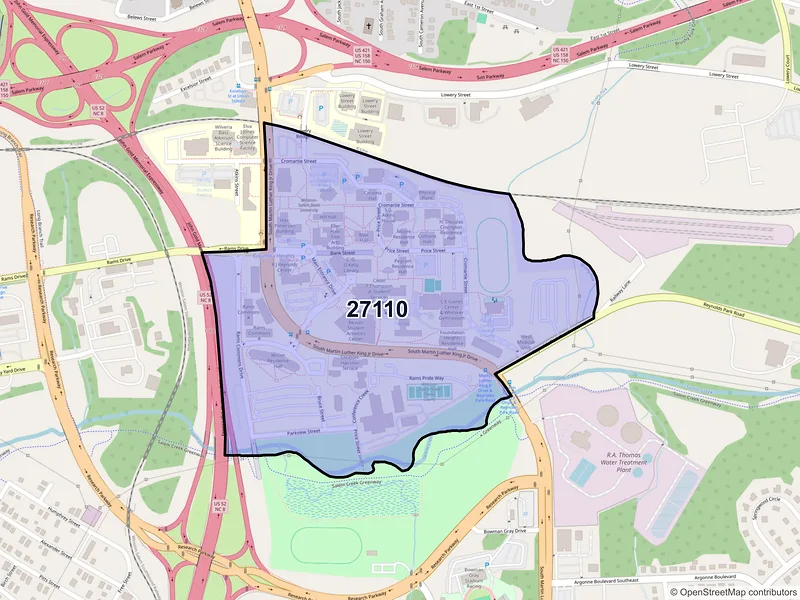 Map of ZIP Code 27110 — Winston Salem, NC