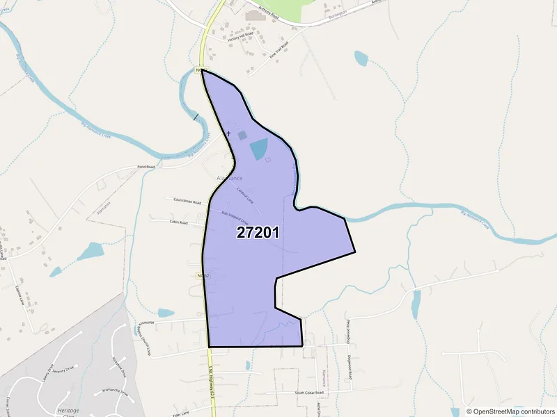 Map of Alamance, North Carolina and ZIP codes