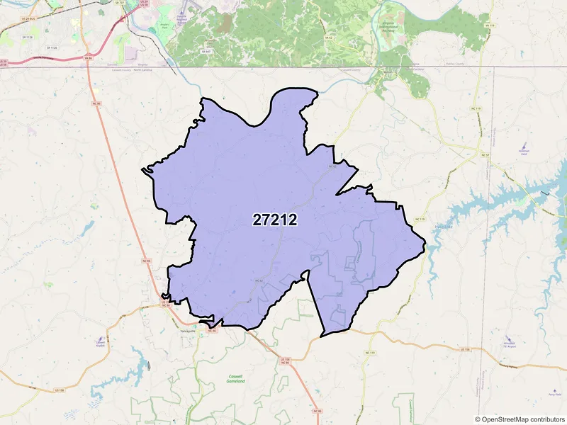 Map of ZIP Code 27212 — Blanch, NC