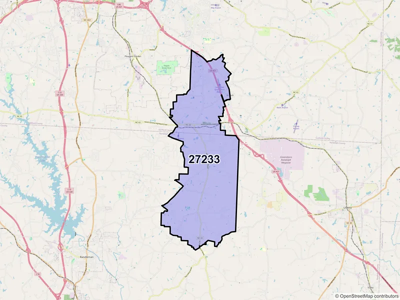 Map of Climax, North Carolina and ZIP codes