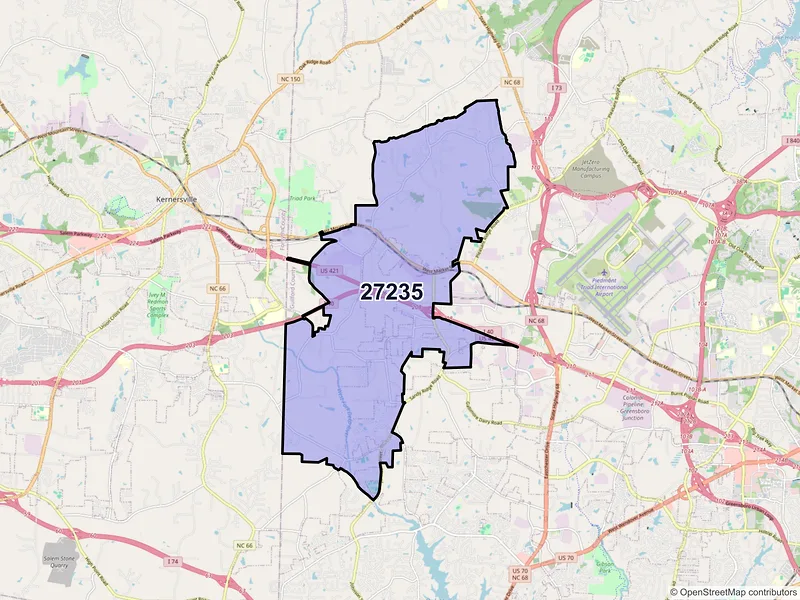 Map of Colfax, North Carolina and ZIP codes