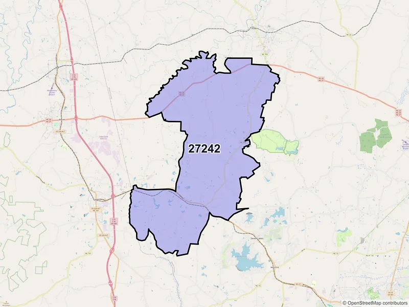 Map of ZIP Code 27242 — Eagle Springs, NC