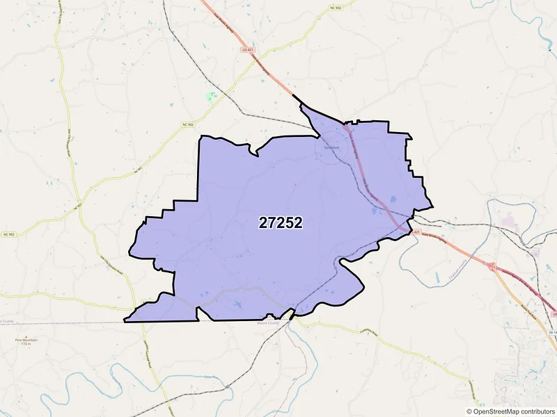 Map of ZIP Code 27252 — Goldston, NC