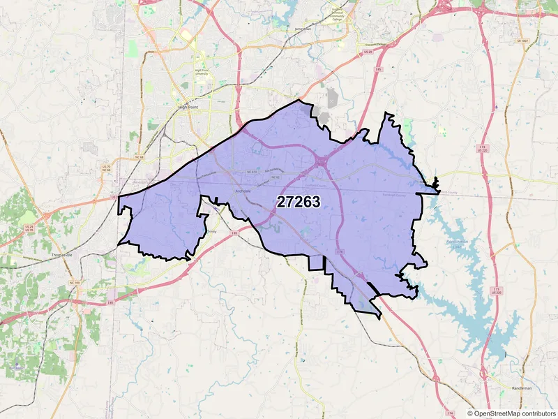 Map of ZIP Code 27263 — High Point, NC