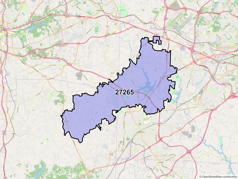 Map of ZIP Code 27265 — High Point, NC