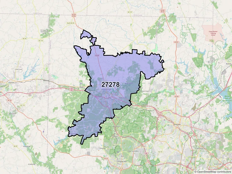 Map of ZIP Code 27278 — Hillsborough, NC
