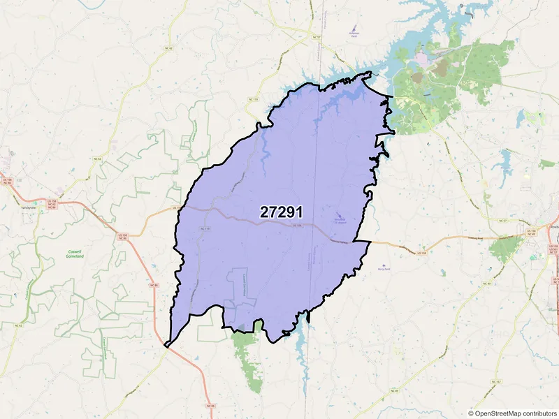 Map of ZIP Code 27291 — Leasburg, NC