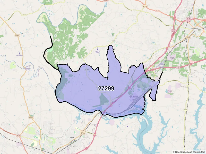 Map of ZIP Code 27299 — Linwood, NC