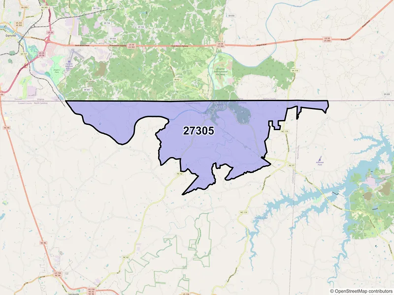 Map of ZIP Code 27305 — Milton, NC