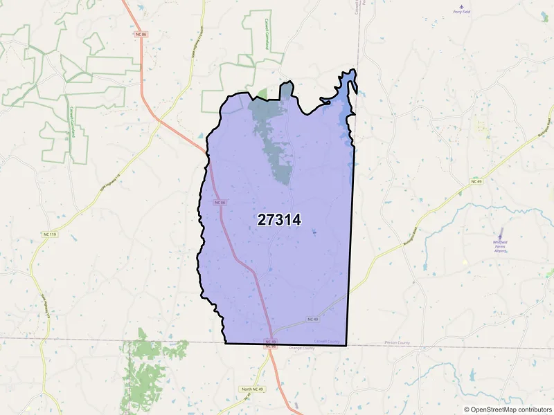 Map of ZIP Code 27314 — Prospect Hill, NC