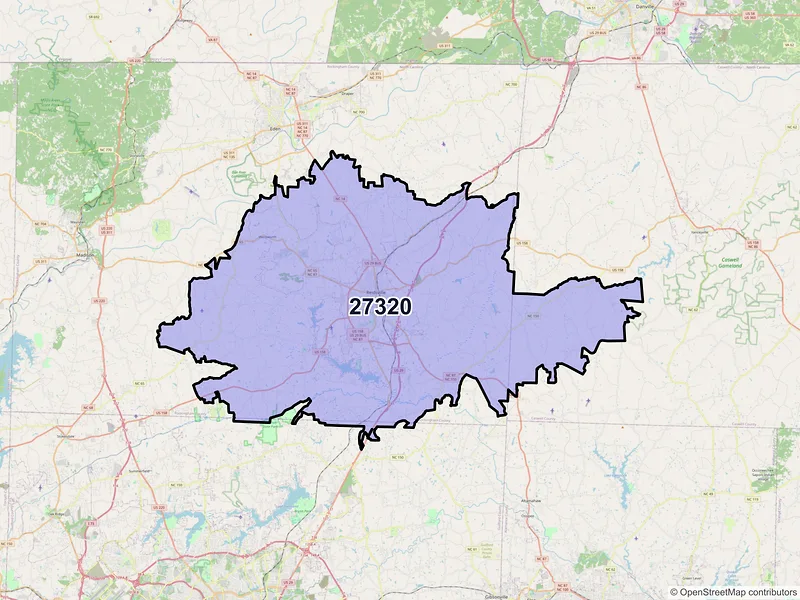 Map of ZIP Code 27320 — Reidsville, NC