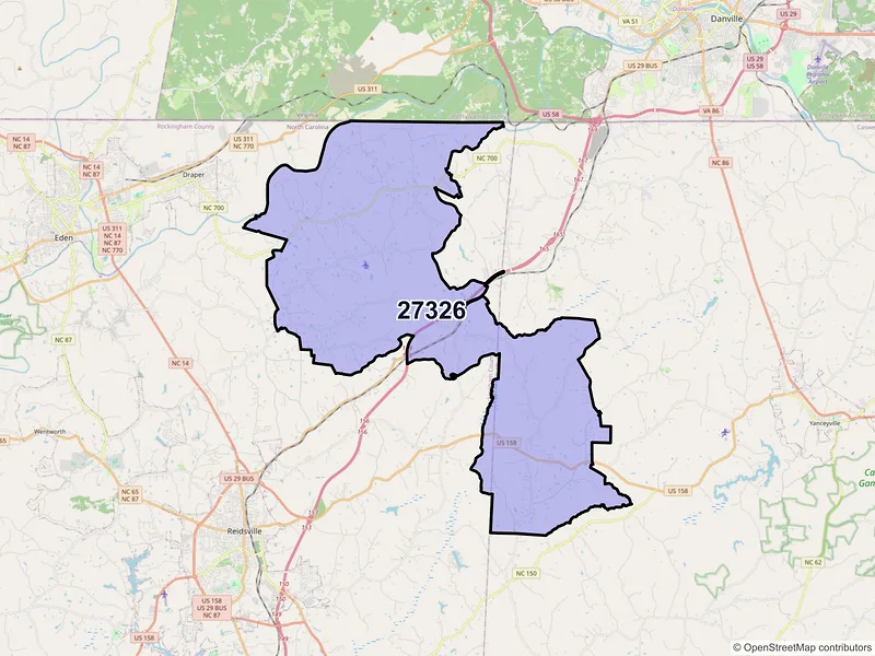 Map of Ruffin, North Carolina and ZIP codes