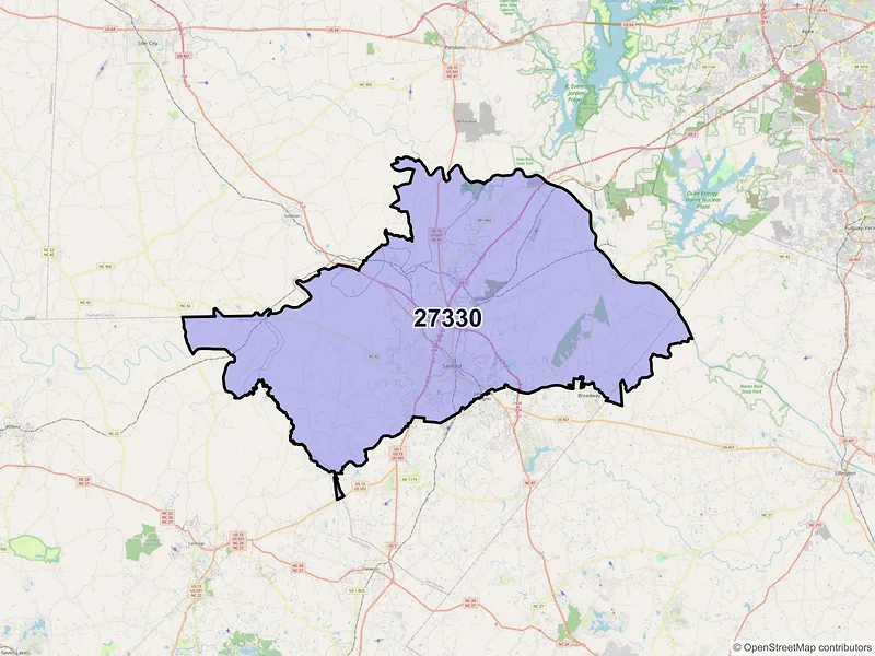 Map of ZIP Code 27330 — Sanford, NC