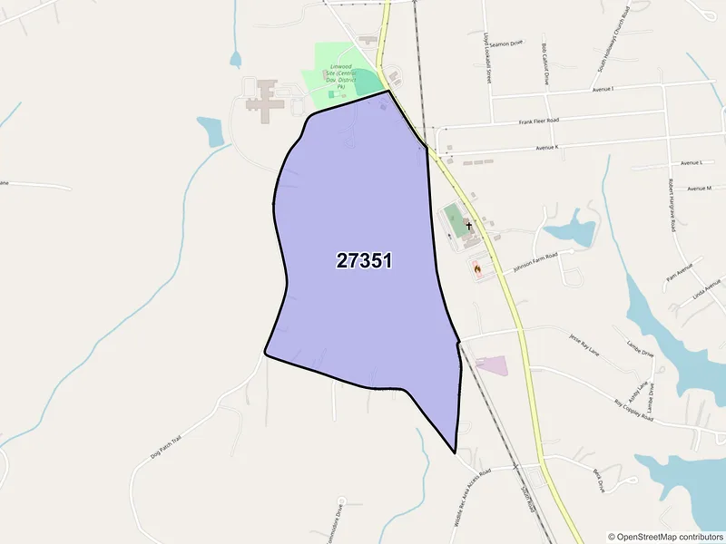 Map of Southmont, North Carolina and ZIP codes