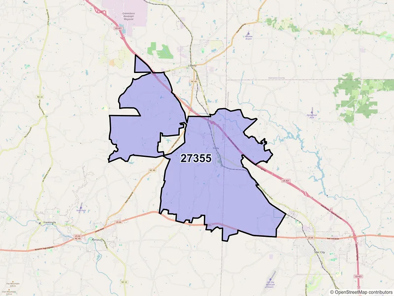 Map of Staley, North Carolina and ZIP codes
